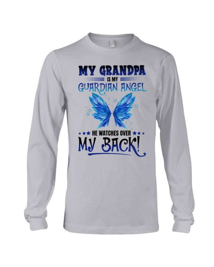Gift For Angel Grandpa Blue Butterfly My Grandpa Is My Guardian Angel Unisex Long Sleeve