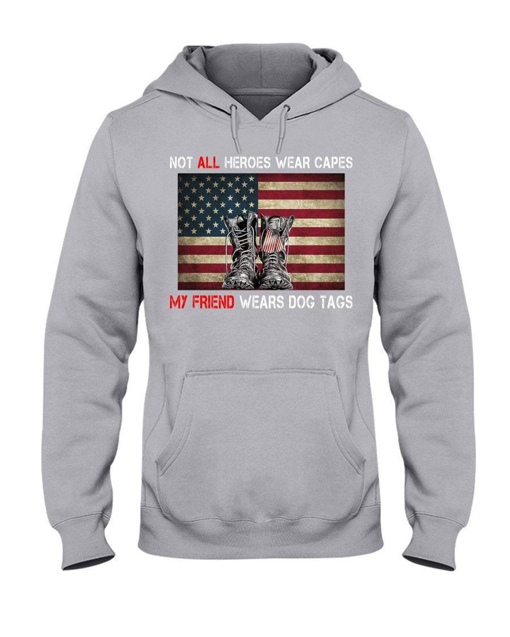 My Friend Wears Dog Tags Usa Flag Old Boot Gift For Men Hoodie