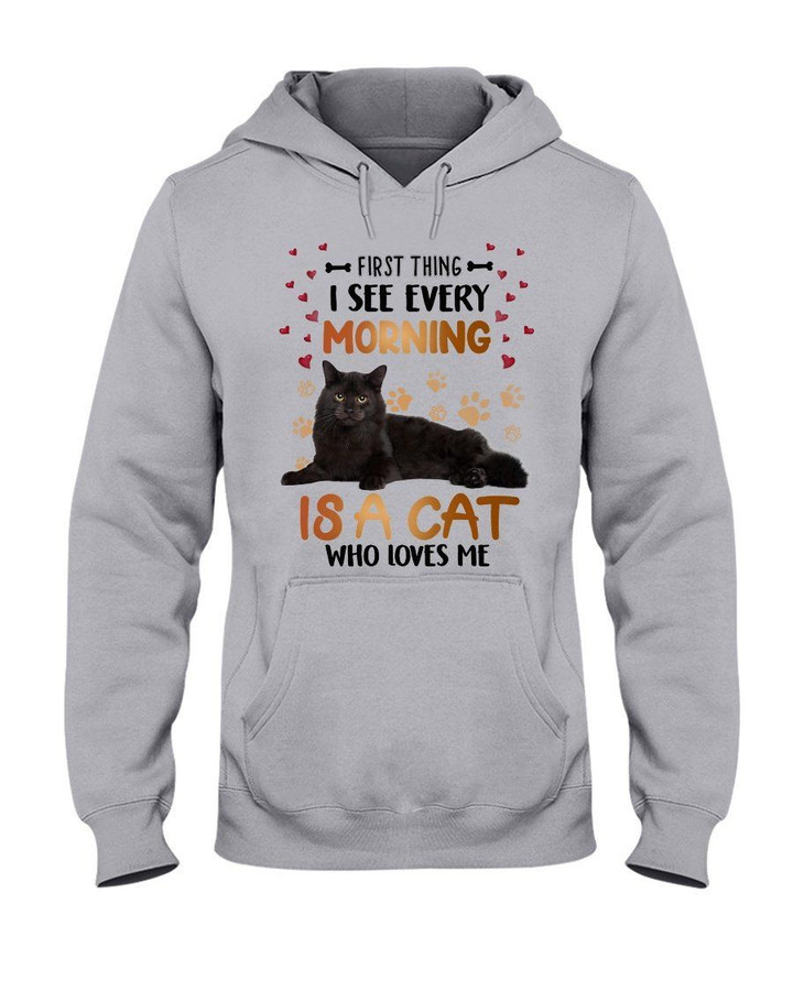 First Thing I See Every Morning Is A Cat Who Loves Me Gift For Cat Lovers Hoodie