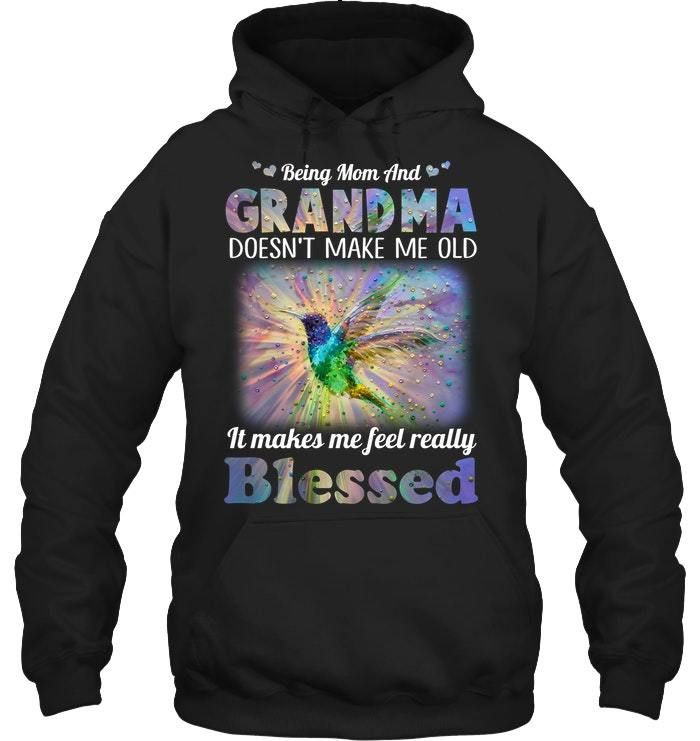 Gift For Family Hummingbird Being Mom And Grandma Hoodie