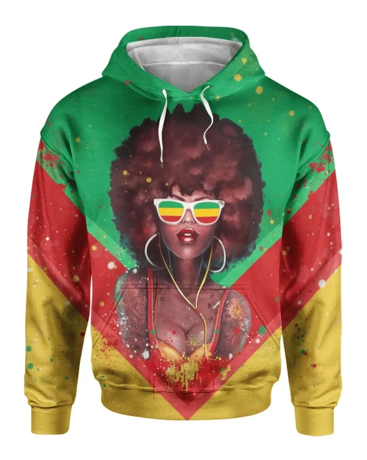Juneteenth Sexy Black Girl And Glasses All Over Apparel 3d Hoodie