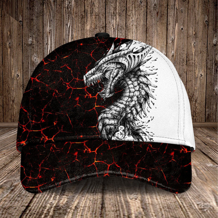 Red Lava With Dragon Printing Baseball Cap Hat