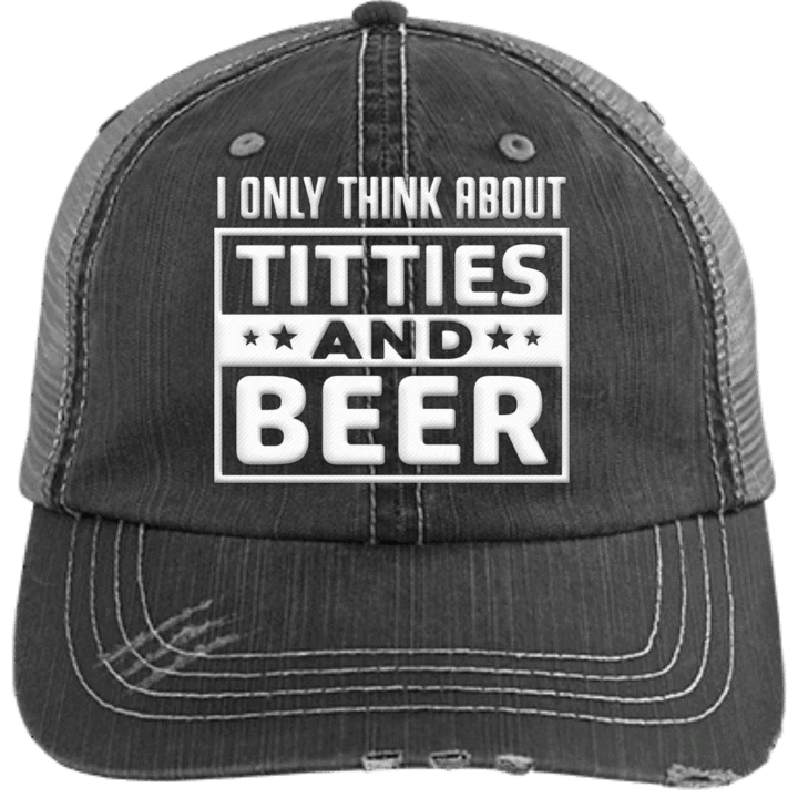 I Only Think About Trucker Titties And Beer Printing Baseball Cap Hat