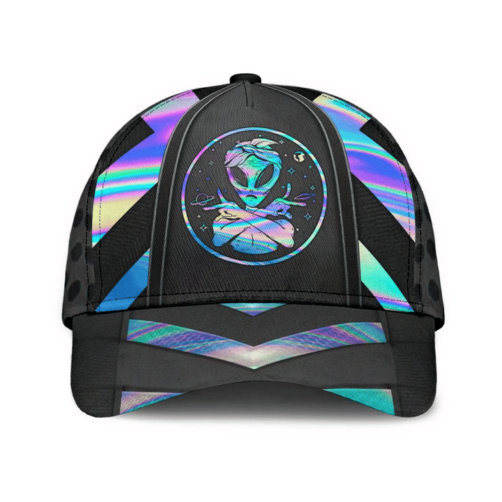 Space Alien In Black Printing Baseball Cap Hat
