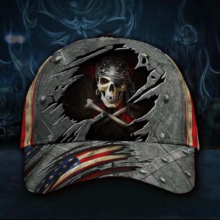 Skull Pirates American Flag Printing Baseball Cap Hat