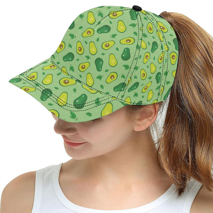 Light Green Background Avocado Slices Printing Baseball Cap Hat