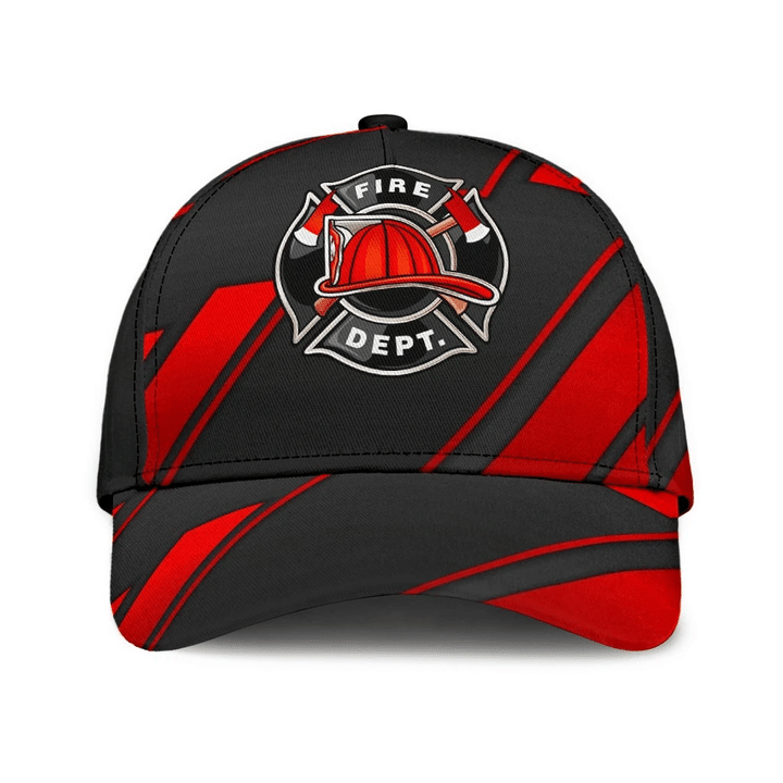 Red And Black Firefighter Fire Dept Printing Baseball Cap Hat