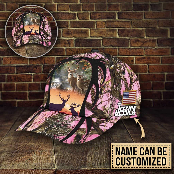Hunting Country Girl Classic Pink Camo Custom Name Printing Baseball Cap Hat