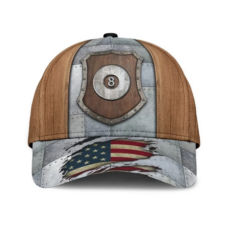 Billiard Wooden Shield Printing Baseball Cap Hat