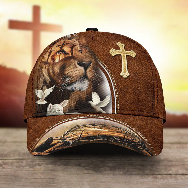Jesus Lion King With Golden Cross Printing Baseball Cap Hat