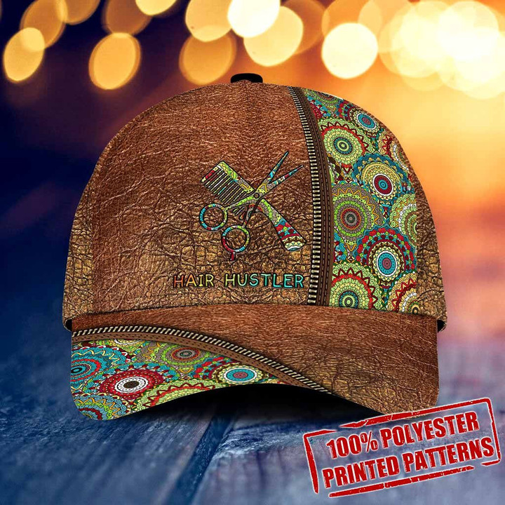 Mandala Patchwork Hair Hustler Leather Pattern Printing Baseball Cap Hat