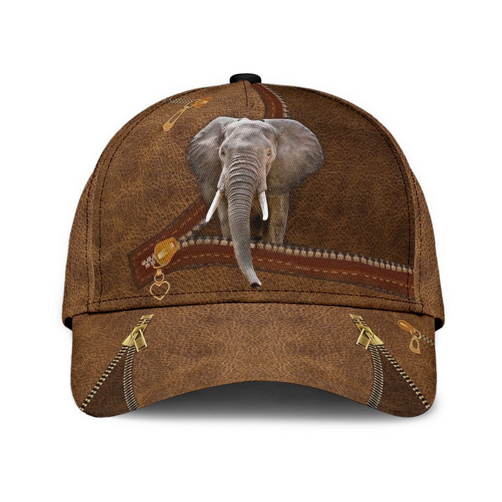 Wild Animals Elephant Inside Zipper Printing Baseball Cap Hat