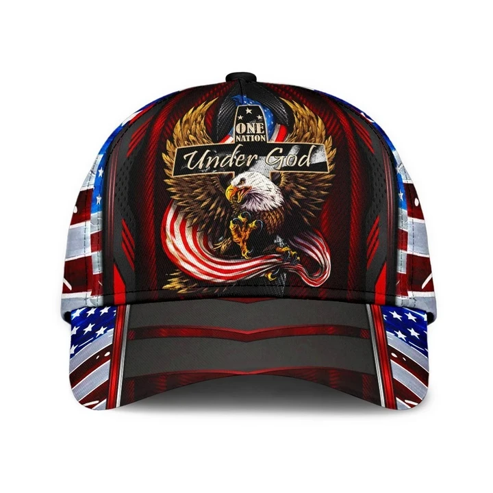 Cool Eagle One Nation Under God Printing Baseball Cap Hat