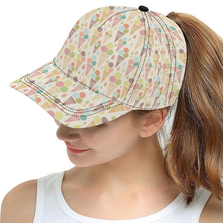 Ice Cream Cone Ornamental Background Printing Baseball Cap Hat