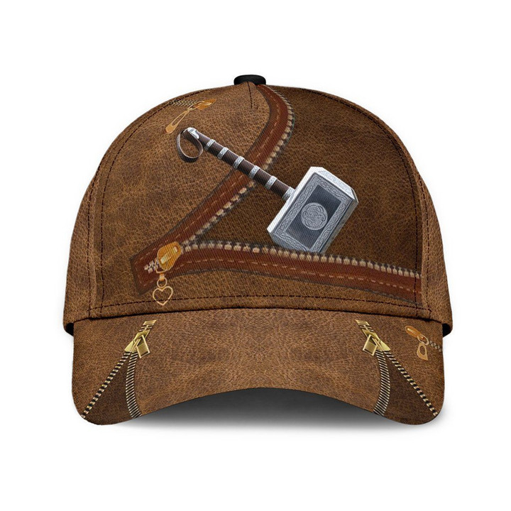 Viking Hammer In Zipper Brown Background Printing Baseball Cap Hat