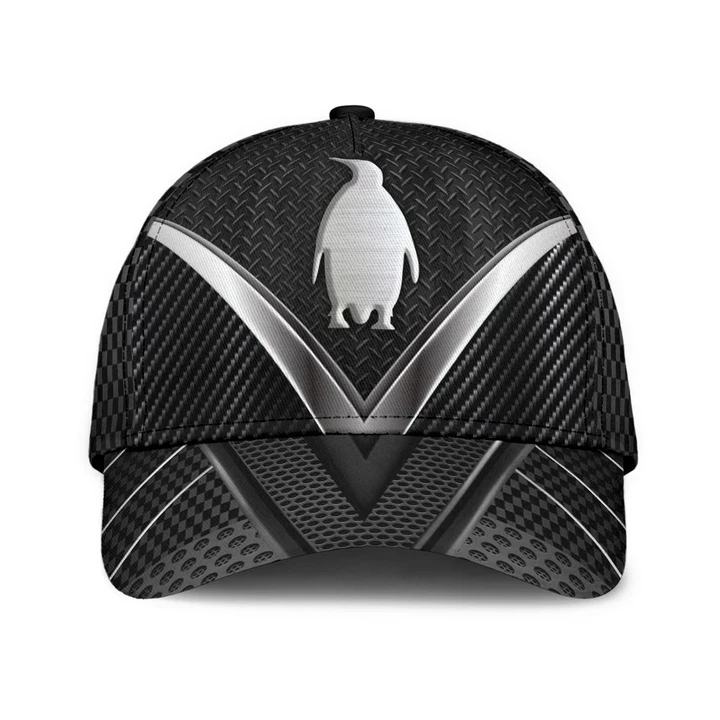 Fat Penguin Pattern In Black And Silver Printing Baseball Cap Hat