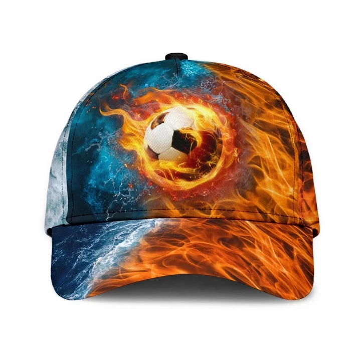 Soccer Ball With Fire And Ice Design Printing Baseball Cap Hat