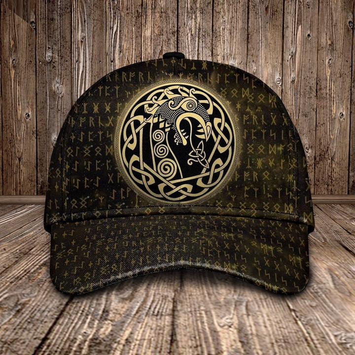 Gold Celtic Texture Viking Printing Baseball Cap Hat