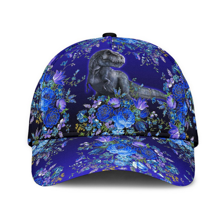 Cool Dinosaurs Lost In Blue Flower Garden Themed Design Printing Baseball Cap Hat