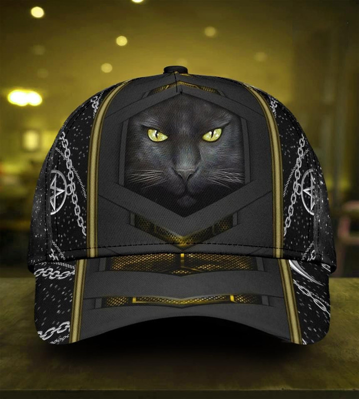 Black Cat Hello Darkness Printing Baseball Cap Hat