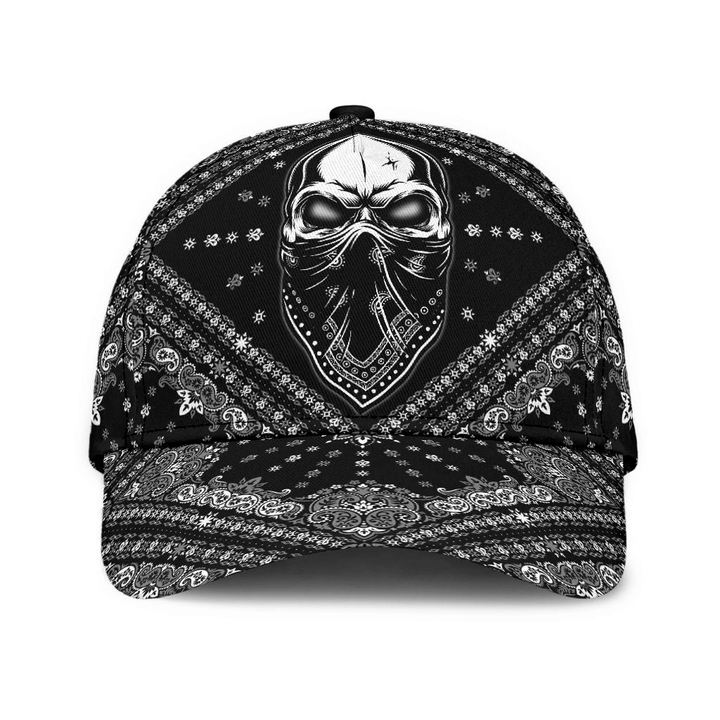 Cool Black And White Skull Mandala Printing Baseball Cap Hat