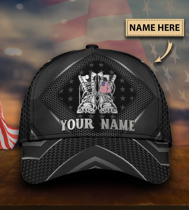 Boot Of Veteran Carbon Printing Baseball Cap Hat Custom Name