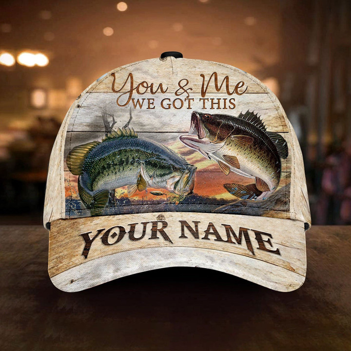 You And Me Bass Fishing Printing Baseball Cap Hat Custom Name