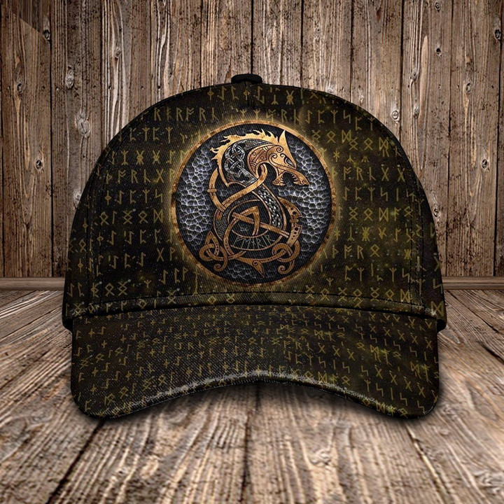 Pretty Gold Dragon Viking Printing Baseball Cap Hat