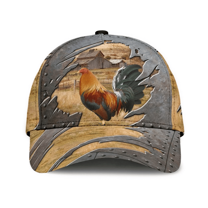 Rooster On Field Printing Baseball Cap Hat