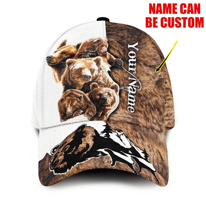 Special Love For Wild Bear Brown Fur Themed Custom Name Printing Baseball Cap Hat