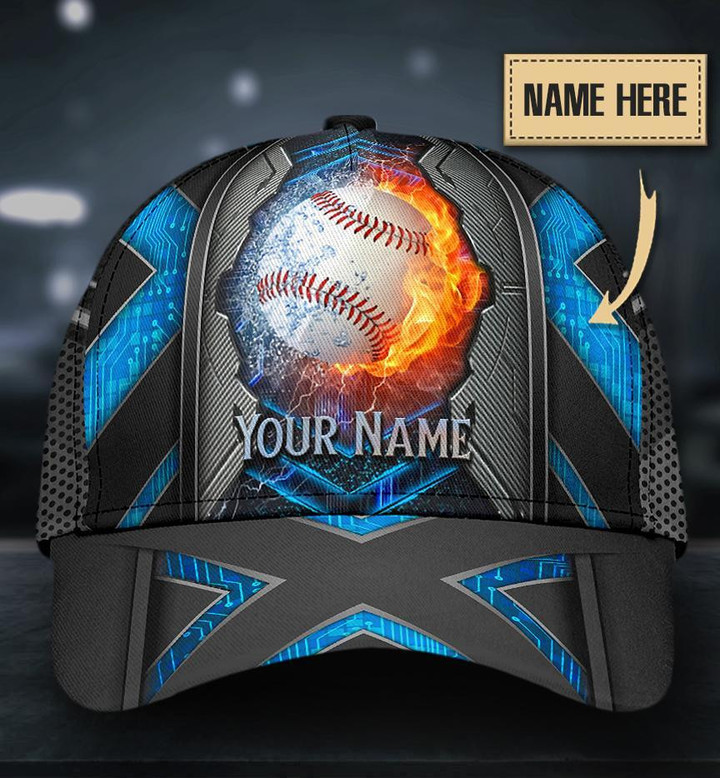 Cool Baseball Electric Fire And Water Ball Printing Baseball Cap Hat Custom Name
