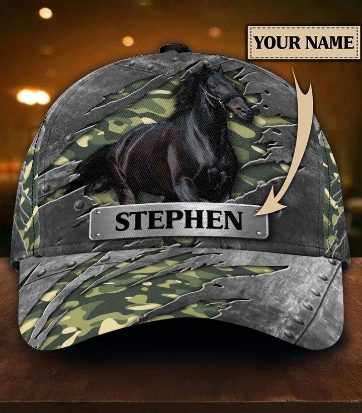 Free And Wild Horse Printing Baseball Cap Hat Camo Custom Name