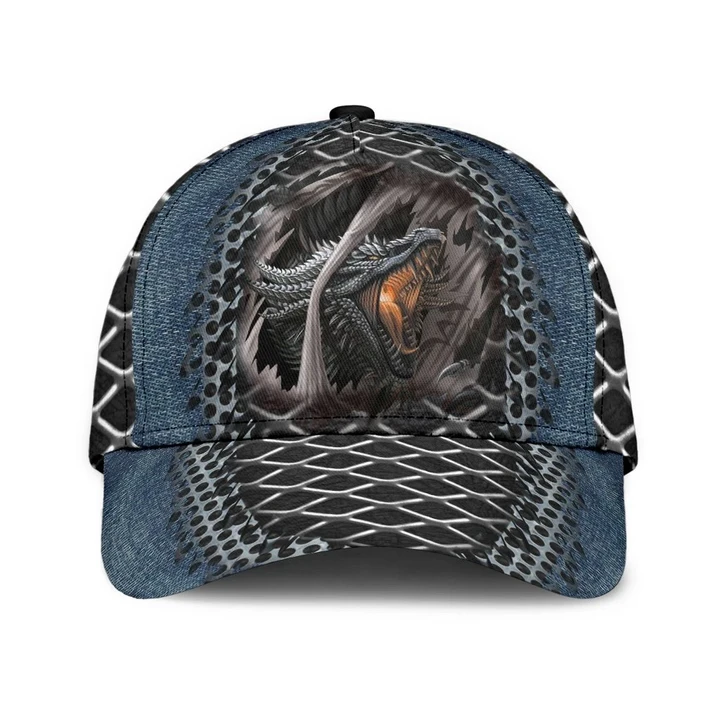 Viking Dragon On Metal Chain Themed Design Printing Baseball Cap Hat