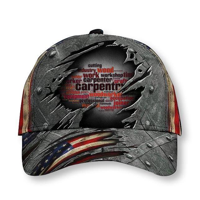 Patriot Carpentry U.s Flag Printing Baseball Cap Hat