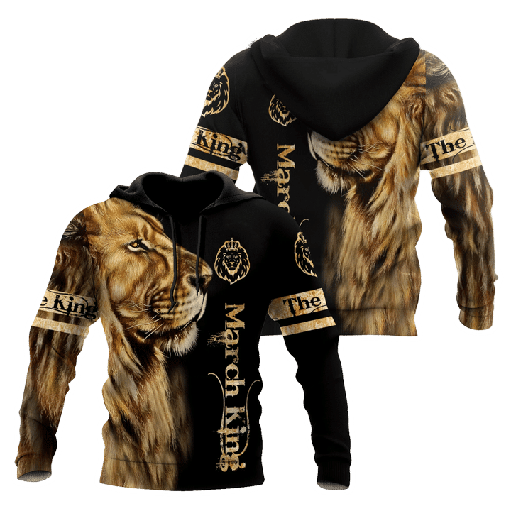 Lion Face March King Gold Pattern 3d Hoodie