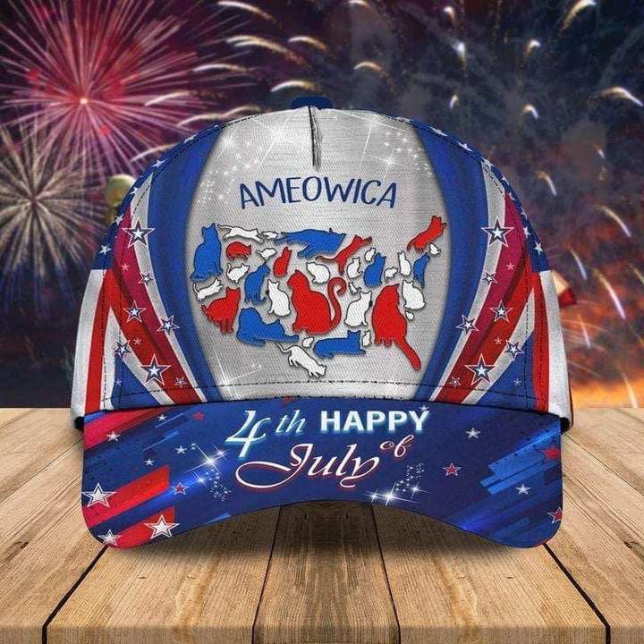 Amazing Ameowica Cats For 4th July Printing Baseball Cap Hat