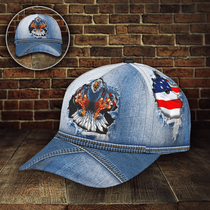 Denim American Eagle Flag Independence Day Printing Baseball Cap Hat
