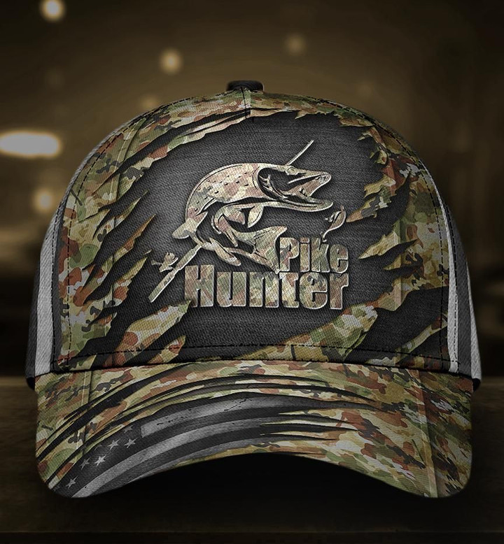 Enticing Fishing Pike Hunter Design Printing Baseball Cap Hat