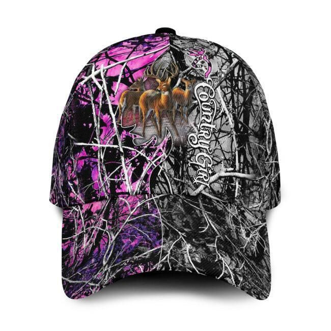 Gray And Pink Forest Love Hunting Design Printing Baseball Cap Hat