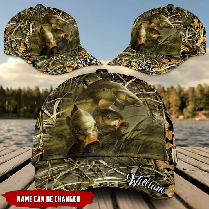 Fishes Swimming Dry Tree Camouflage Custom Name Printing Baseball Cap Hat
