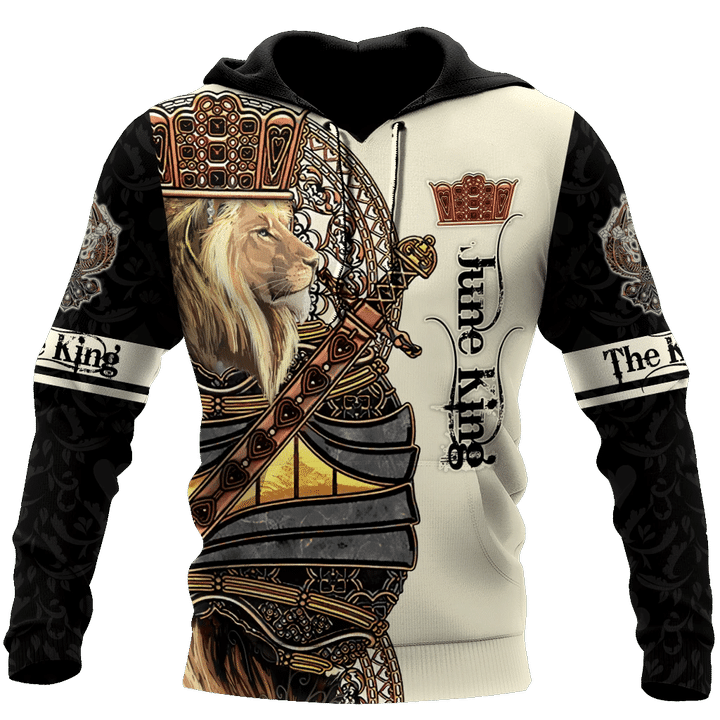 June King Lion Design In Black 3d Hoodie