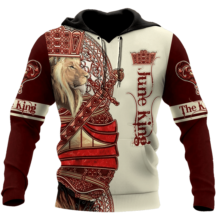 The June King Lion Design In Red 3d Hoodie