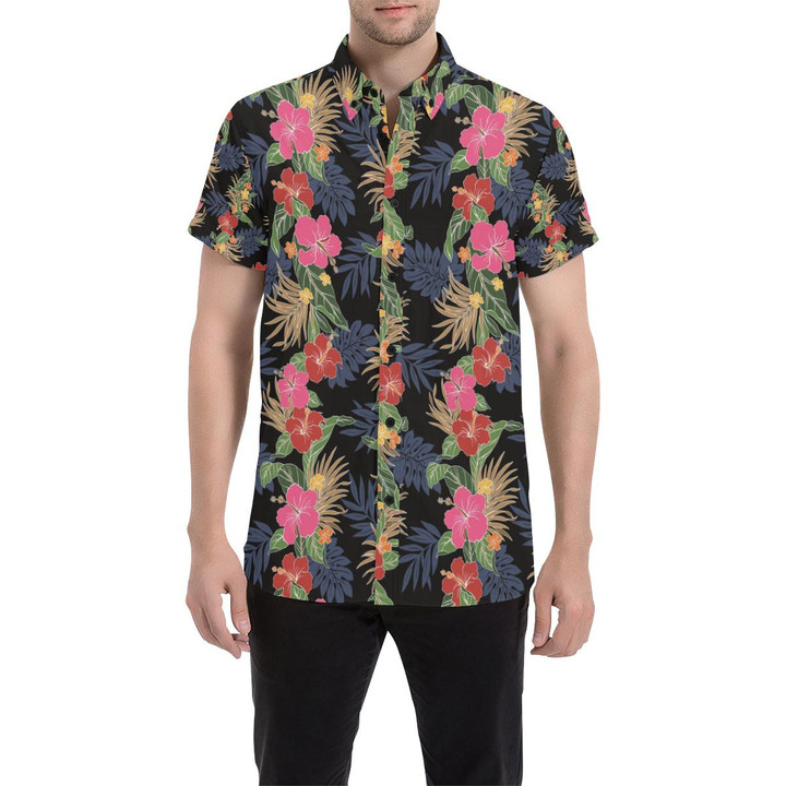 Hawaiian Themed Pattern Print Design H011 3d Men's Button Up Shirt