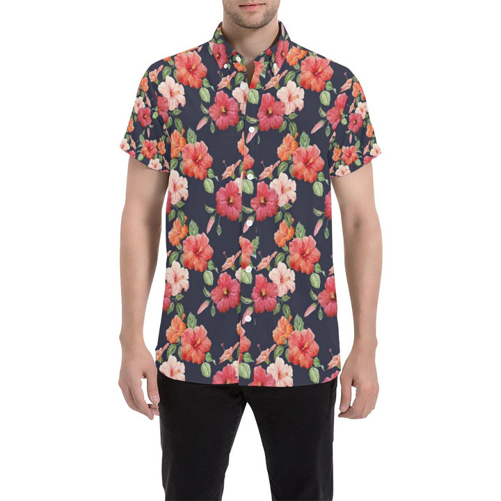 Tropical Flower Pattern Print Design Tf020 3d Men's Button Up Shirt