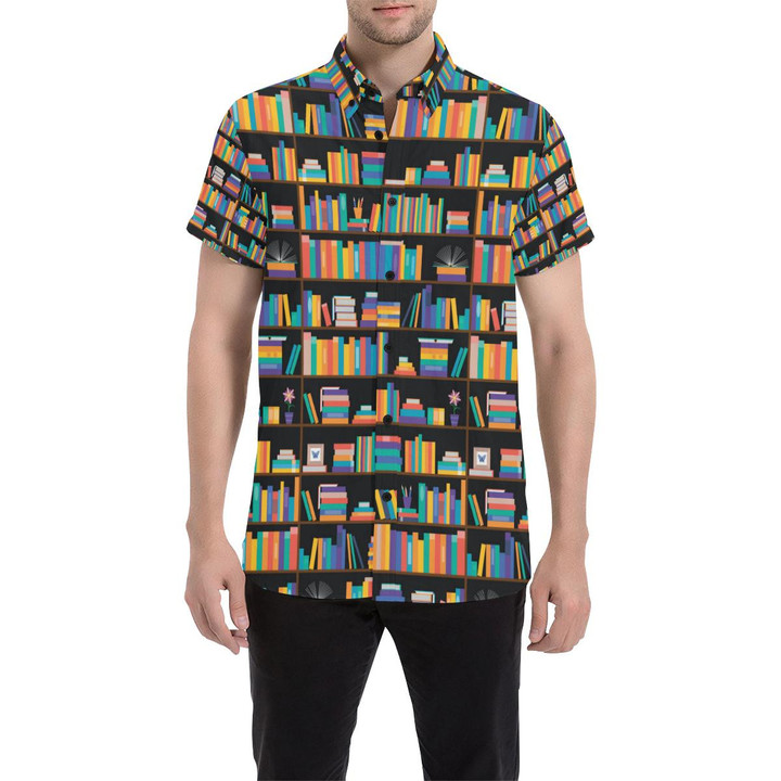 Book Pattern Print Design 05 3d Men's Button Up Shirt