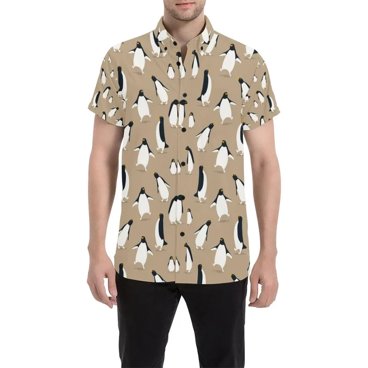 Penguin Pattern Print Design A01 3d Men's Button Up Shirt