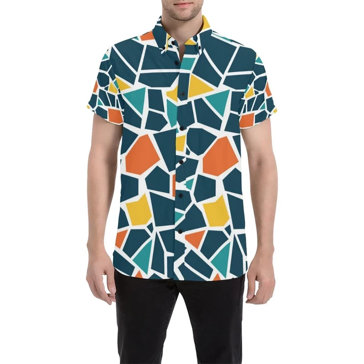 Mosaic Pattern Print Design 02 3d Men's Button Up Shirt