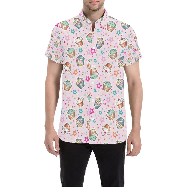 Cupcake Pattern Print Design Cp03 3d Men's Button Up Shirt
