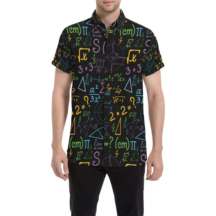 Math Pattern Print Design 03 3d Men's Button Up Shirt
