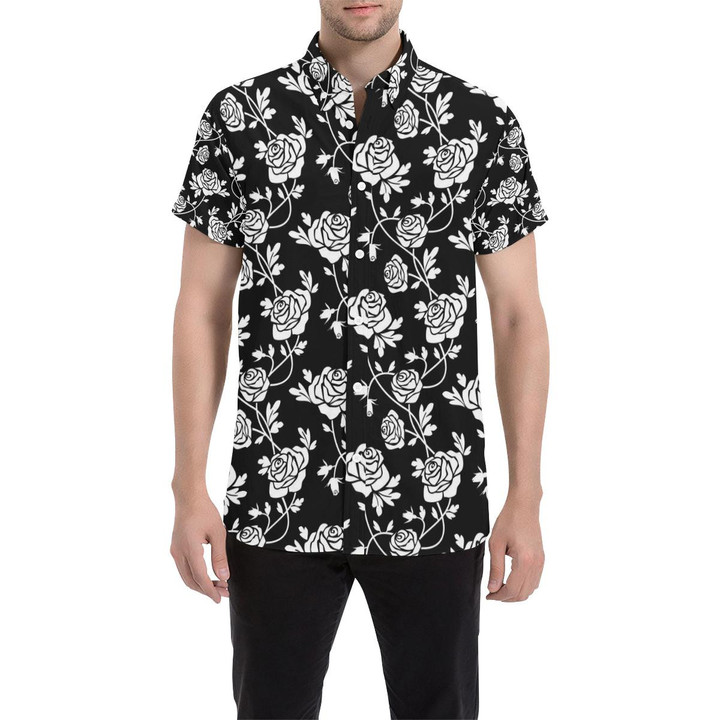Rose Pattern Print Design Ro013 3d Men's Button Up Shirt